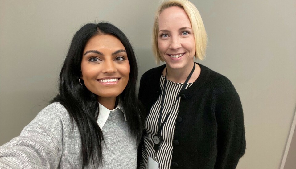 Key Account Manager i Mobit Åssiden, Marie Opsahl Juliussen, sammen med IT-koordinator i Aera, Heidi Borge Gjønnes.