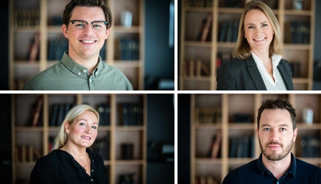 Øverst fra venstre: Sindre Hellkås, Anniken Elvik, Siri Kristine Tønder Holen og Christian Berg er alle godt i gang med sine nye jobber i Aller Media. Øverst fra venstre: Sindre Hellkås, Anniken Elvik, Siri Kristine Tønder Holen og Christian Berg er alle godt i gang med sine nye jobber i Aller Media.