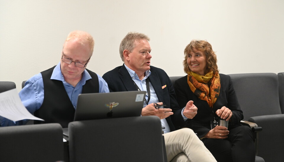 Erik Mehl, Morten Ågnes og Carina Nyvoll jobber alle på Høyskolen Kristiania. Her diskuterer de sammen.